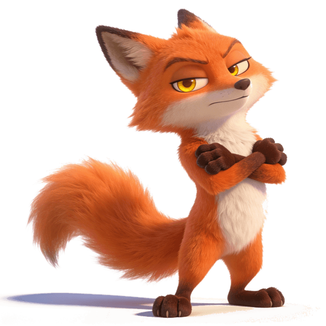 Grumpy fox with arms folded